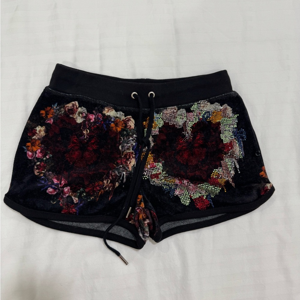 Philipp Plein Black Athletic Shorts with Sequin Hearts